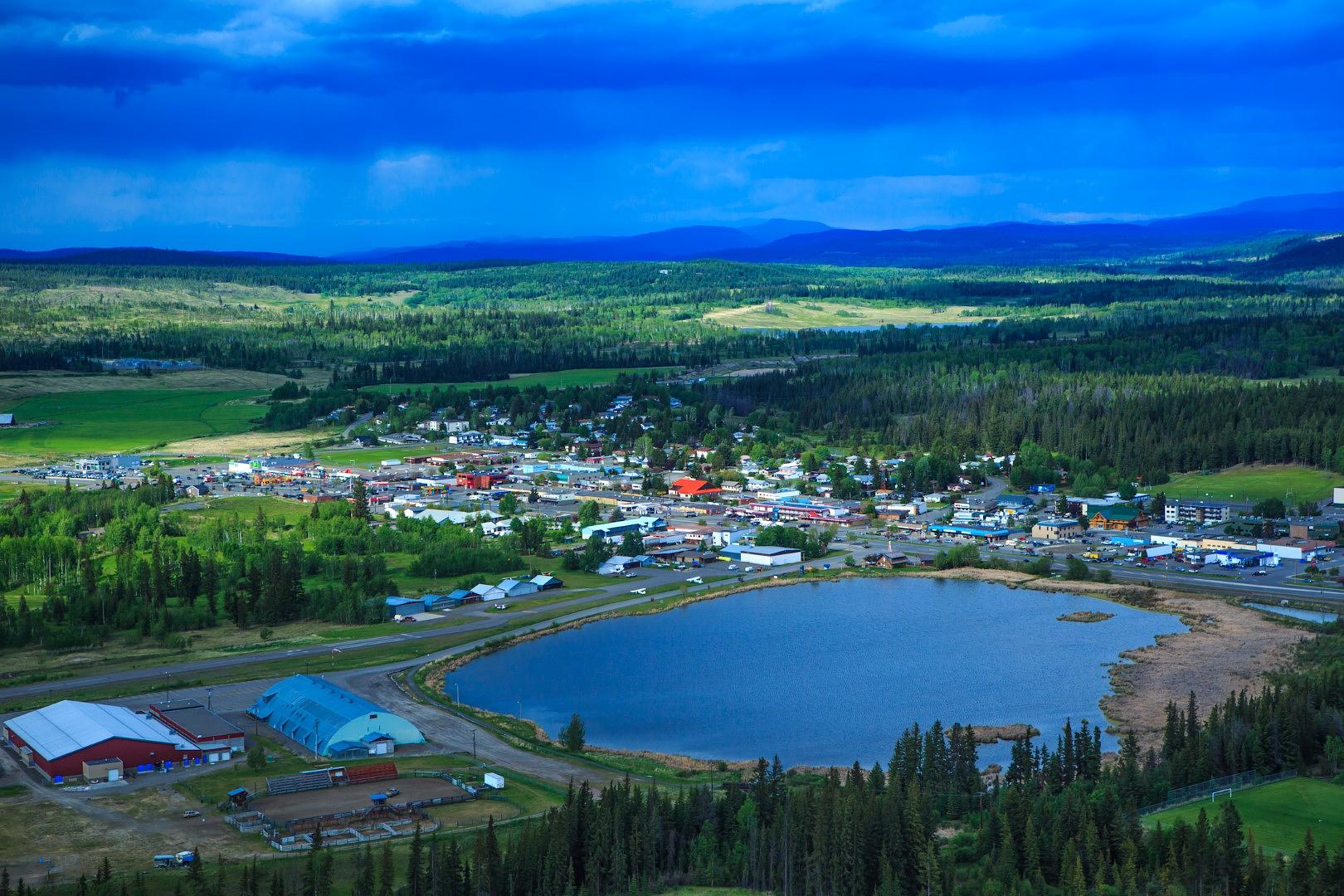 Arial photo of 100 Mile House in BC for Tekamar MIC Corp